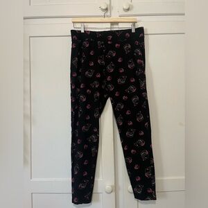 Torrid Skull & Floral Leggings Size 2 (Plus) Black Pink Gothic Thick EUC